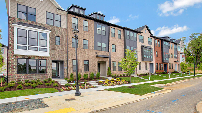 a row of Mid-Atlantic Builders townhouses